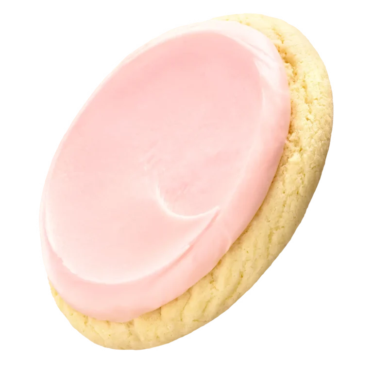Crumbl Pink Sugar Cookie ingredients: almond sugar cookie with pink almond frosting