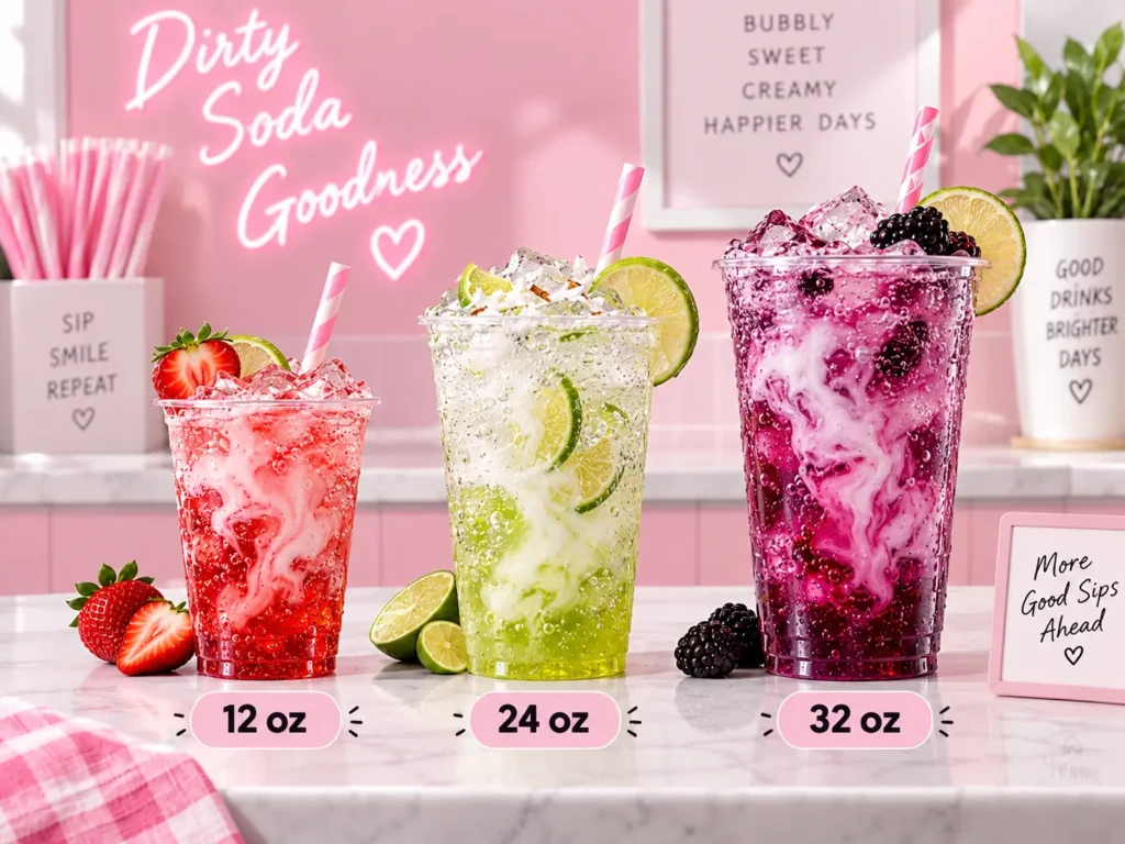 Crumbl Dirty Soda sizes